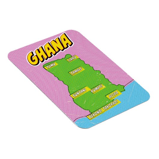 Magnet Flexible Carte des voyages au Ghana (Côté Droit)