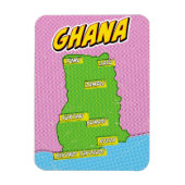 Magnet Flexible Carte des voyages au Ghana (Vertical)