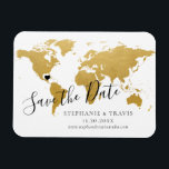 Magnet Flexible Carte d'or Mariage de destination Enregistrer la d<br><div class="desc">DÉPLACEZ FACILEMENT LE COEUR SUR LA CARTE JUSQU'À VOTRE DESTINATION MARIAGE sur notre authentique carte du monde en fausse feuille d'or pour créer votre mariage de destination enregistrer l'aimant de date qui aura l'air extraordinaire sur le réfrigérateur. — Cliquez sur PERSONNALISER PLUS LOIN pour déplacer le coeur, modifier la couleur...</div>
