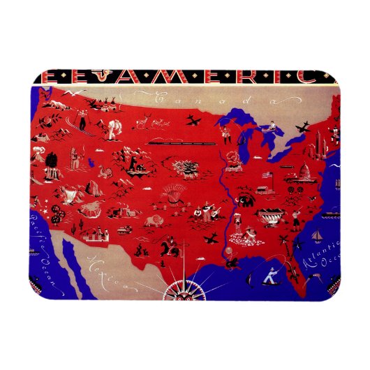 Magnet Flexible Carte du Bureau de voyage des États-Unis d'Amériqu (Horizontal)