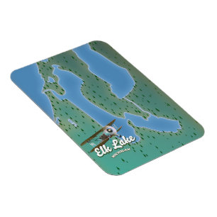 Magnet Flexible Carte du lac Elk Michigan