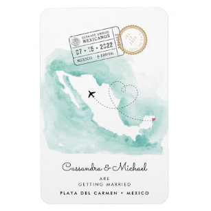 Magnet Flexible Carte du Mexique   Mariage de destination Playa de
