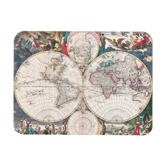 Magnet Flexible Carte du monde antique à double hémisphère (Horizontal)