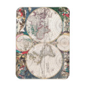 Magnet Flexible Carte du monde antique à double hémisphère (Vertical)