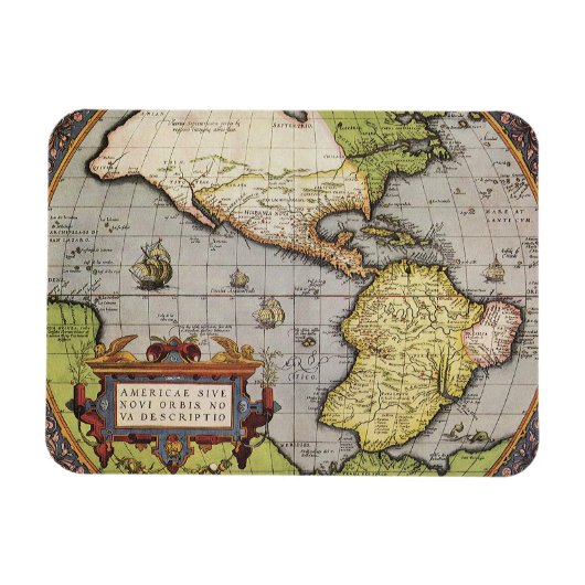 Magnet Flexible Carte du monde antique des Amériques, 1570 (Horizontal)