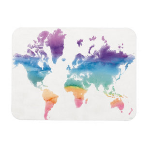Magnet Flexible Carte du monde aquarelle