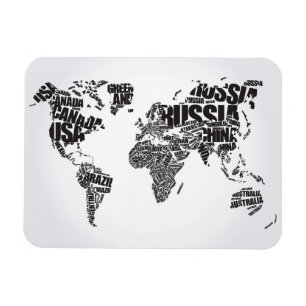 Magnet Flexible Carte du monde dans la typographie