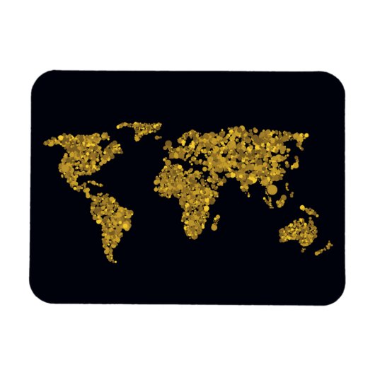 Magnet Flexible Carte du monde des points d'or (Horizontal)
