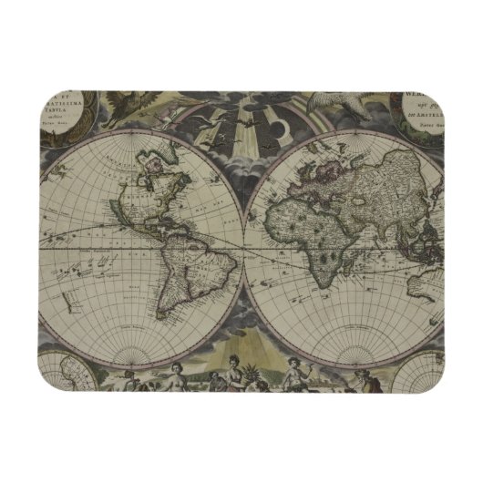 Magnet Flexible Carte du monde double hémisphère | 1672 (Horizontal)
