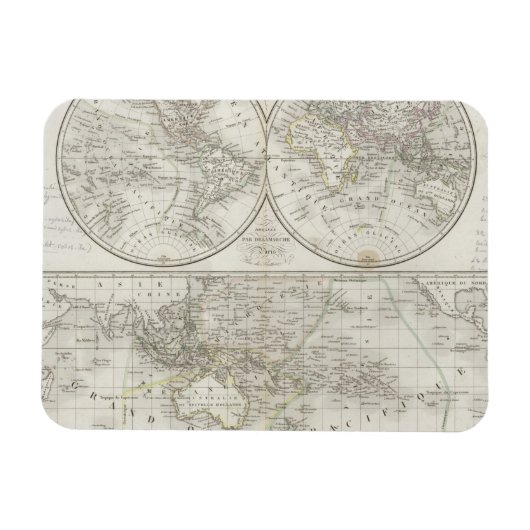 Magnet Flexible Carte du monde en deux hémisphères (Horizontal)