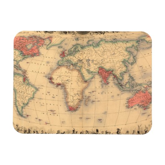 Magnet Flexible Carte du monde montrant l'Empire britannique (Horizontal)