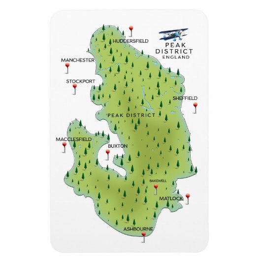 Magnet Flexible Carte du Peak District Angleterre (Vertical)