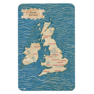 Magnet Flexible Carte du Royaume-Uni Affiche Vintage