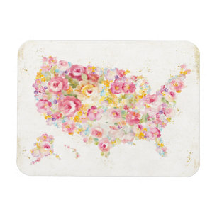 Magnet Flexible Carte Florale Des Etats-Unis