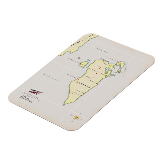 Magnet Flexible Carte illustrée de Bahreïn (Côté Gauche)