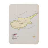 Magnet Flexible Carte illustrée de Chypre. (Vertical)
