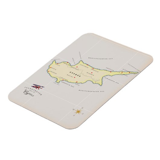 Magnet Flexible Carte illustrée de Chypre. (Côté Gauche)