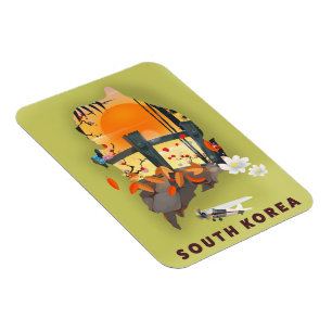 Magnet Flexible Carte illustrée de la Corée du Sud