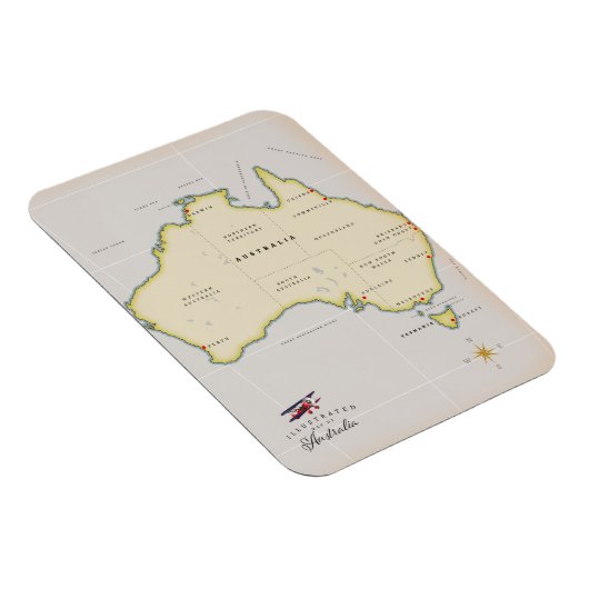 Magnet Flexible Carte illustrée de l'Australie (Côté Droit)