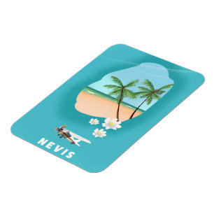 Magnet Flexible Carte illustrée de l'île caribéenne de Nevis.