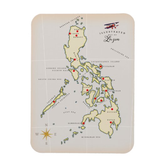 Magnet Flexible Carte illustrée de Luçon carte des Philippines (Vertical)
