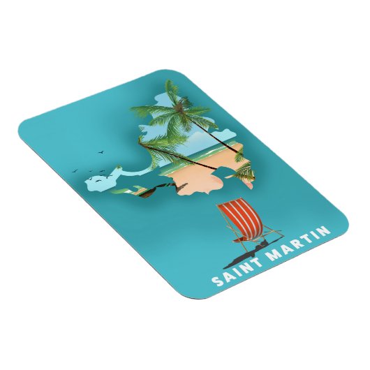 Magnet Flexible Carte illustrée de Saint-Martin. (Côté Droit)