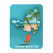 Magnet Flexible Carte illustrée de Saint-Martin. (Vertical)
