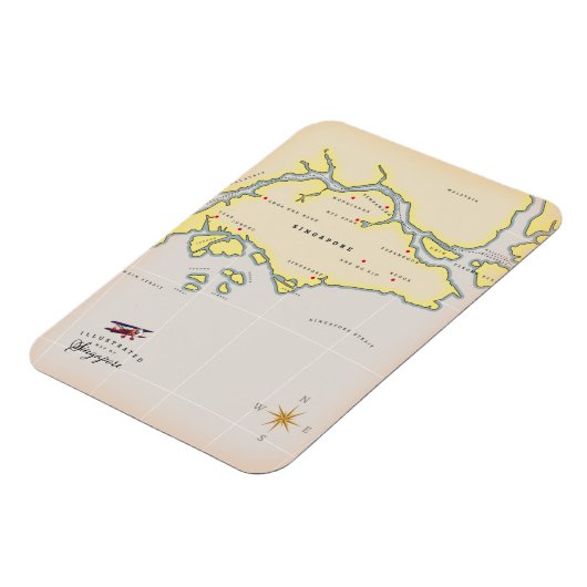 Magnet Flexible Carte illustrée de Singapour (Côté Gauche)