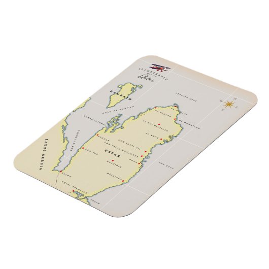 Magnet Flexible Carte illustrée du Qatar (Côté Gauche)