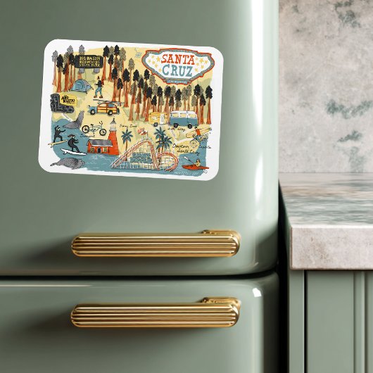 Magnet Flexible Carte illustrée père Noël Cruz California