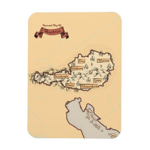 Magnet Flexible Carte illustrée vintage d'Autriche