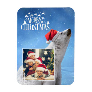 Magnet Flexible Carte magnétique photo de Noël de l'ours polaire
