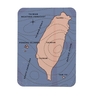Magnet Flexible Carte météo ancienne de Hong Kong