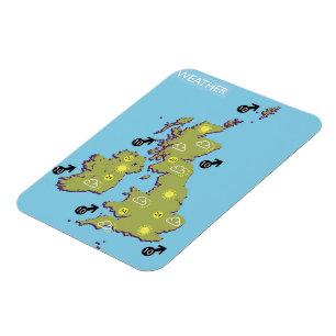 Magnet Flexible Carte météo rétro TV des îles britanniques.