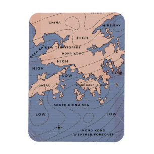 Magnet Flexible Carte météo vintage de Hong Kong