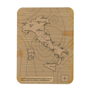 Magnet Flexible Carte météo vintage de l'Italie, Scilly et Sardaig
