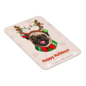Magnet Flexible Carte Portrait de voeux de Noël de chien (Côté Droit)