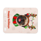 Magnet Flexible Carte Portrait de voeux de Noël de chien (Horizontal)