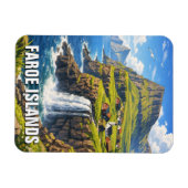 Magnet Flexible Carte postale de la cascade des îles Féroé (Horizontal)