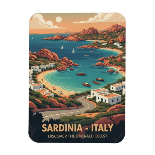 Magnet Flexible Carte postale de la Sardaigne italienne (Vertical)