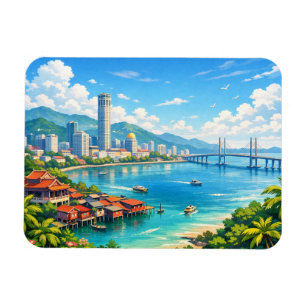 Magnet Flexible Carte postale de la skyline de Penang Malaisie