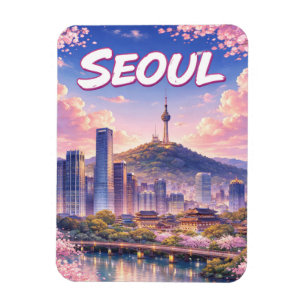 Magnet Flexible Carte postale de la skyline de Séoul Corée du Sud