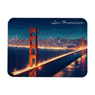 Magnet Flexible Carte postale de nuit du pont Golden Gate de San F