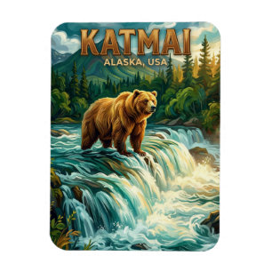 Magnet Flexible Carte postale de voyage Parc national de Katmai en