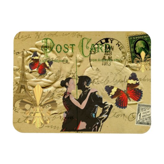 Magnet Flexible Carte postale Paris Tango vintage (Horizontal)