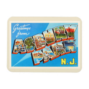 Magnet Flexible Carte postale Vintage voyage Asbury Park New Jerse