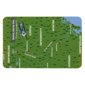 Magnet Flexible Carte rétro du Rhin. Aimant (Horizontal)