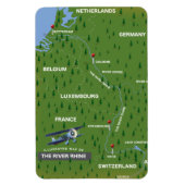 Magnet Flexible Carte rétro du Rhin. Aimant (Vertical)