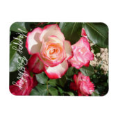 Magnet Flexible Carte Rose de fleurs Roses rouge et blanc (Horizontal)