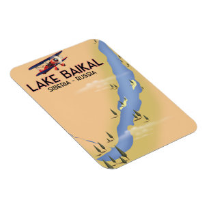 Magnet Flexible Carte russe d'affiche de voyage du lac Baïkal